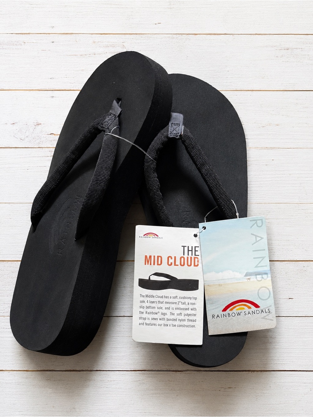 Rainbow Sandals The Mid Cloud Black Women’s  Platform Flip Flops 9 New